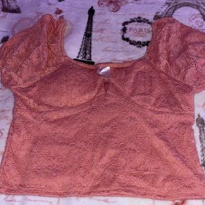 pink lace crop top
